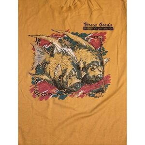 VTG Single Stitch Screen Stars Graphic XL T-shirt Fish Virgin Islands 90s USA